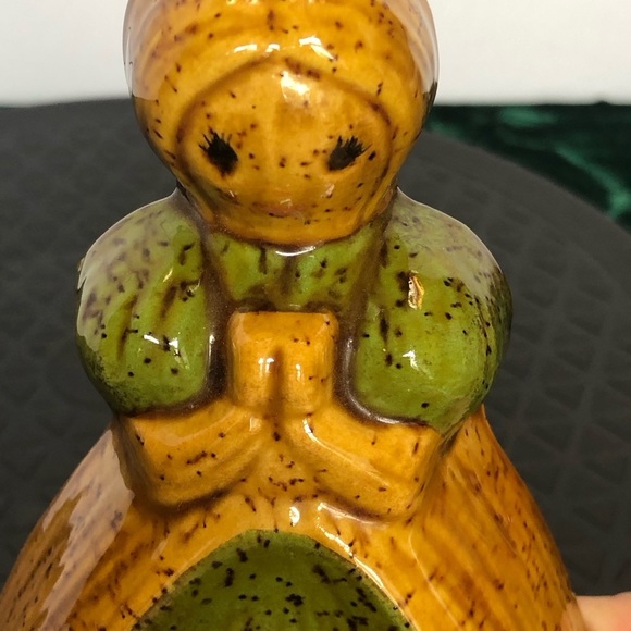 Vintage Maiden Spoon Rest Ceramic Green Gold Country Farmhouse Cottage Rustic - Picture 8 of 12